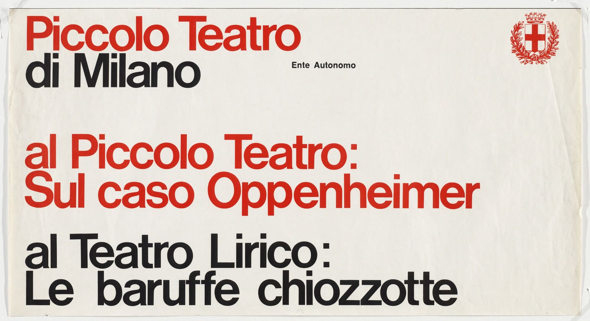 Playbill for Piccolo Teatro di Milano